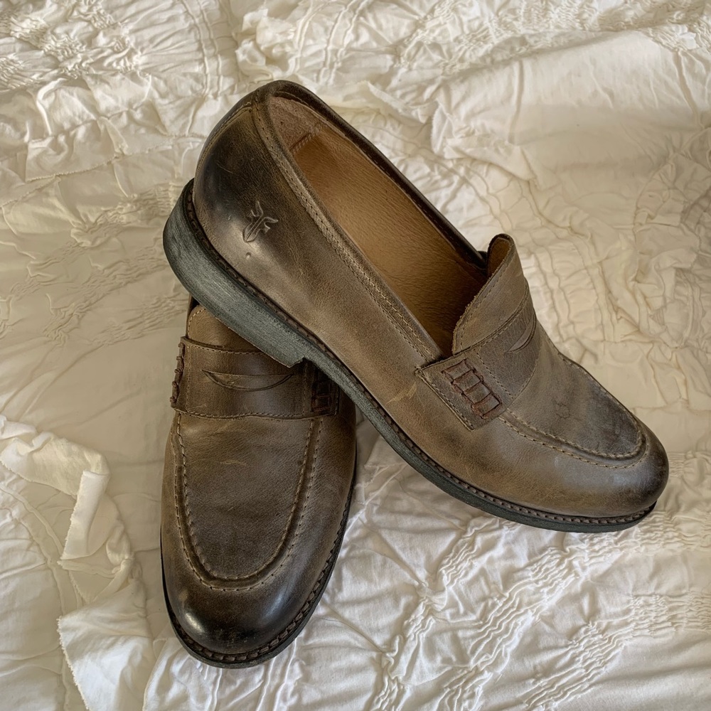 Frye brown leather penny loafer dress shoes 8